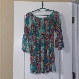 Paisley green and pink tunic